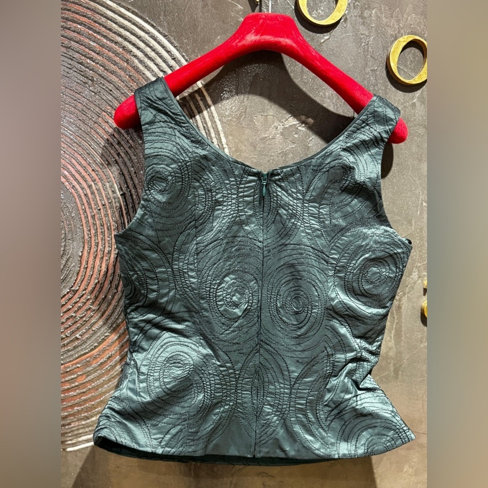 Vera Mont Textured Teal Sleeveless Blouse size 8 - Picture 2 of 4